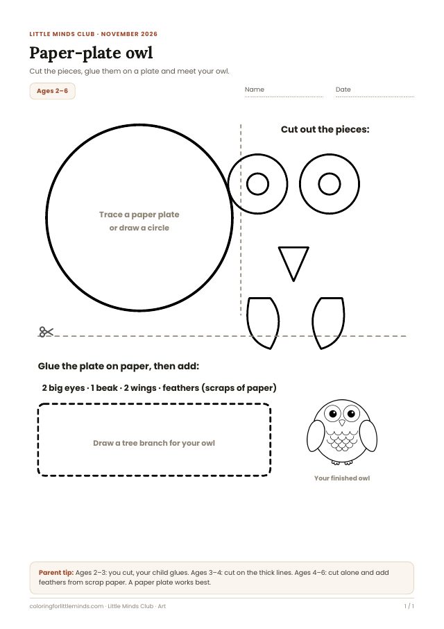 Paper plate owl