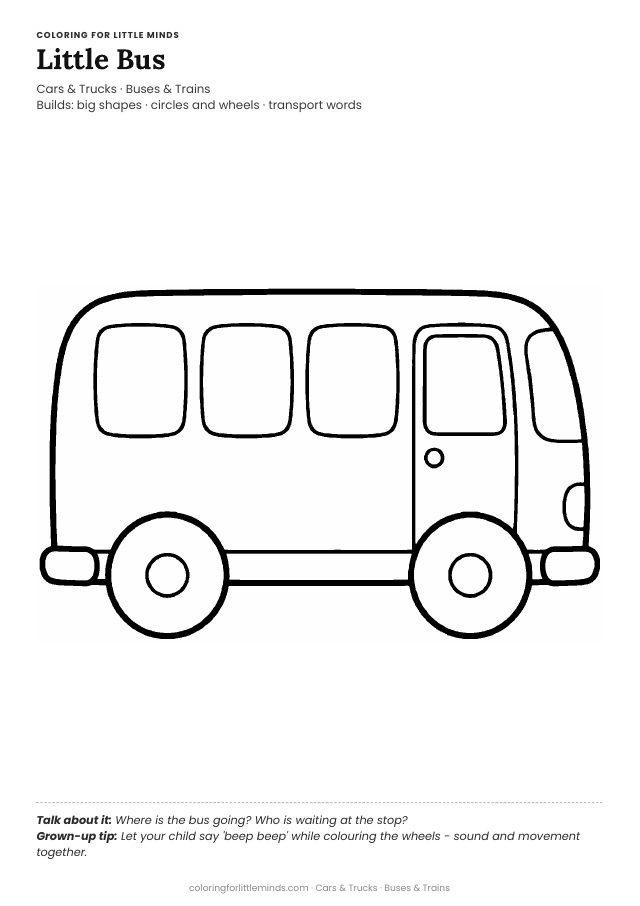 Coloring page for ages 2–3: Bus