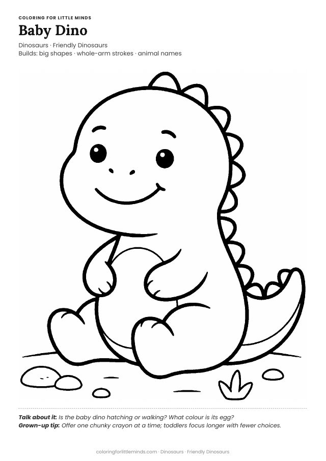 Coloring page for ages 2–3: Baby dino