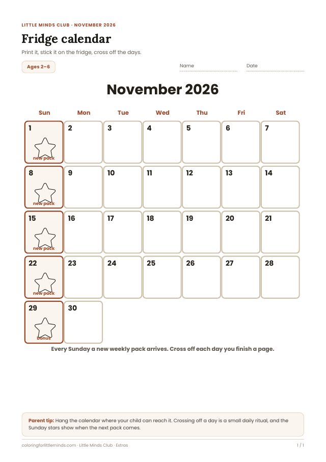 Fridge calendar