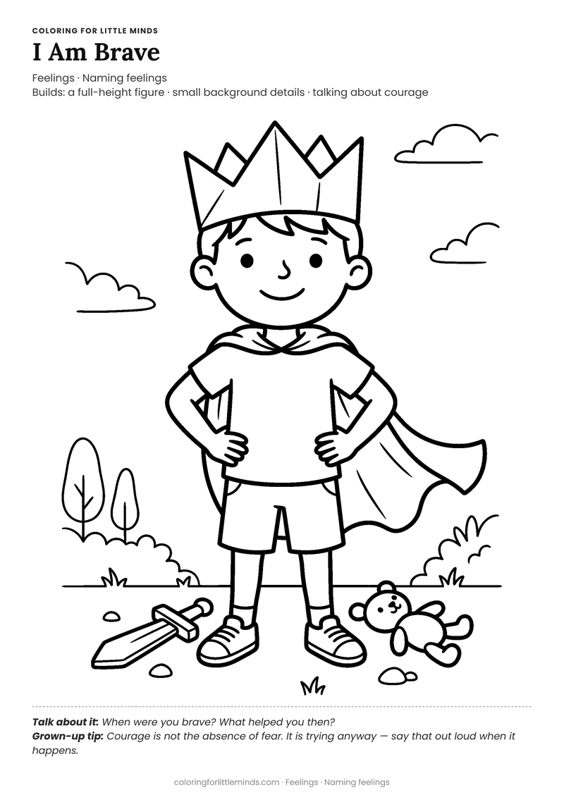 Brave coloring page for ages 5–6 — free full-size printable PDF