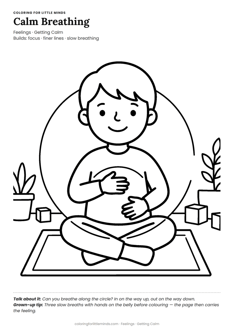 Calm breathing coloring page for ages 5–6 — free full-size printable PDF