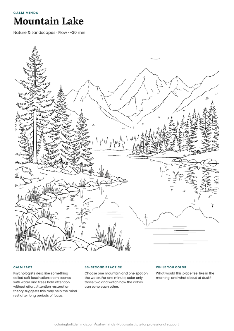 Coloring page: Mountain Lake