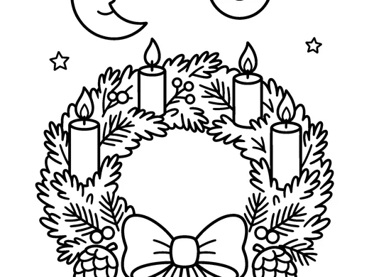 Advent wreath coloring page — Ages 4–5