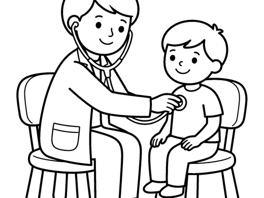 At the doctor coloring page — Ages 4–5