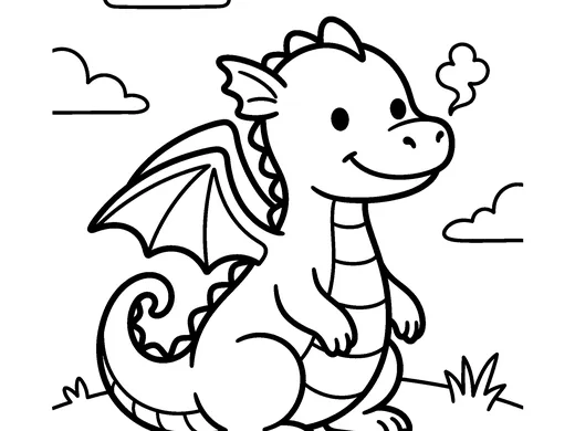 Baby dragon coloring page — Ages 4–5