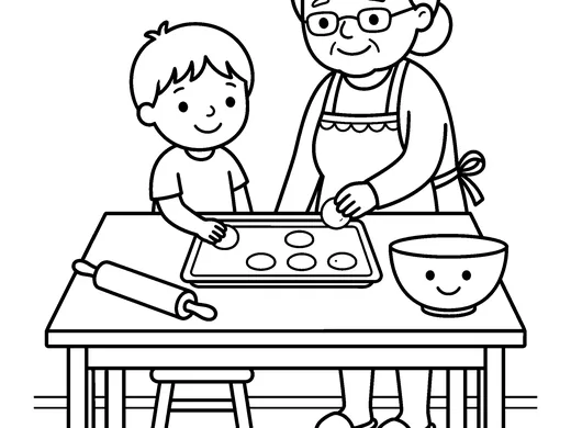 Baking coloring page — Ages 5–6