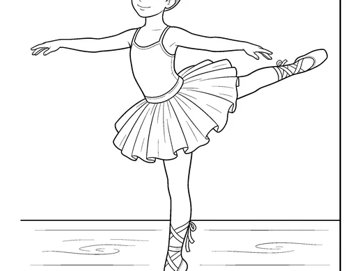 Ballerina coloring page — Ages 6–8