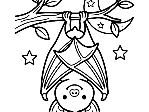 Bat coloring page — Ages 5–6