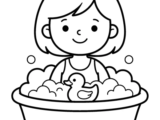 Bath time coloring page — Ages 3–4