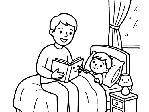 Bedtime coloring page — Ages 5–6