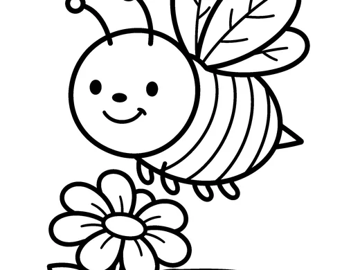 Bee coloring page — Ages 3–4