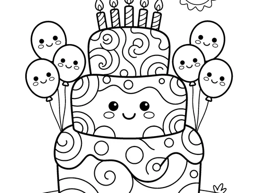 Birthday cake coloring page — Ages 3–4
