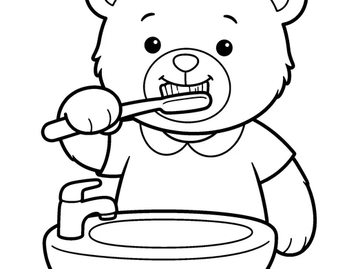 Brushing teeth coloring page — Ages 3–4