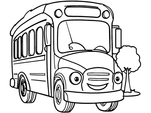 Bus coloring page — Ages 3–4