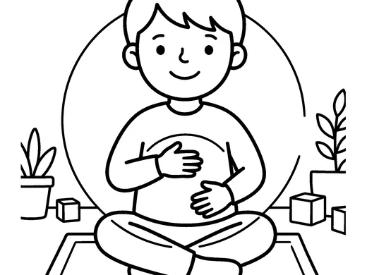Calm breathing coloring page — Ages 5–6