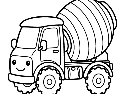 Cement mixer coloring page — Ages 4–5