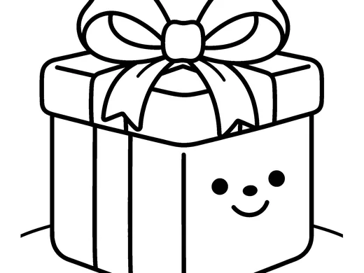 Christmas present coloring page — Ages 2–3