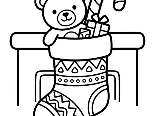 Christmas stocking coloring page — Ages 4–5