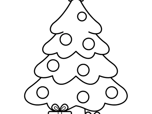 Christmas tree coloring page — Ages 3–4
