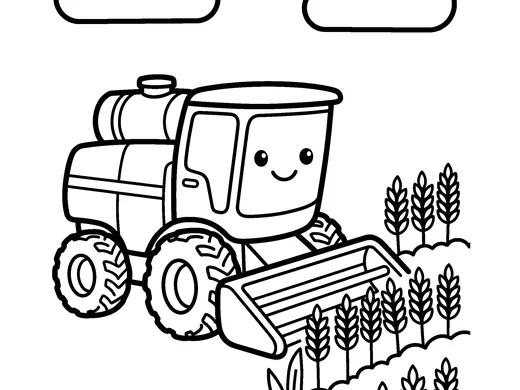 Combine harvester coloring page — Ages 4–5