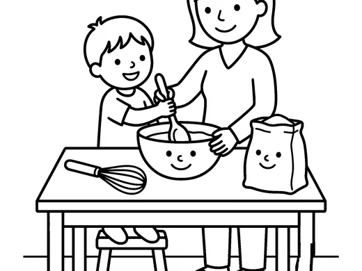 Cooking coloring page — Ages 4–5