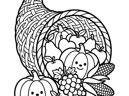 Cornucopia coloring page — Ages 5–6
