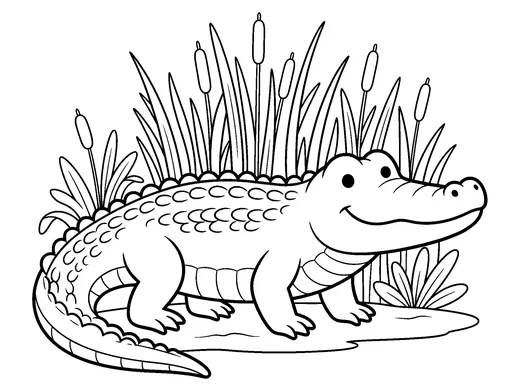 Crocodile coloring page — Ages 5–6
