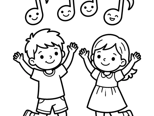 Dancing coloring page — Ages 4–5