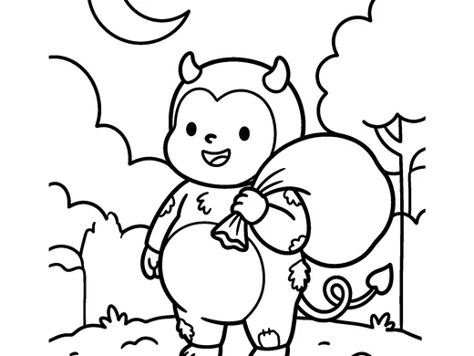 Friendly devil coloring page — Ages 4–5