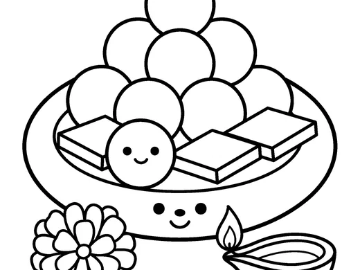 Diwali sweets coloring page — Ages 4–5