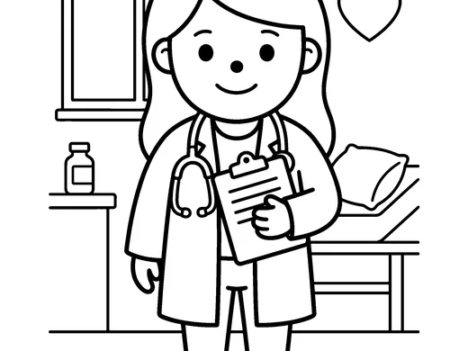 Doctor coloring page — Ages 4–5