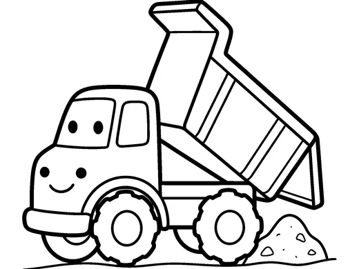 Dump truck coloring page — Ages 3–4