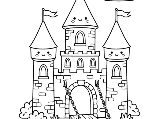Castle coloring page — Ages 5–6