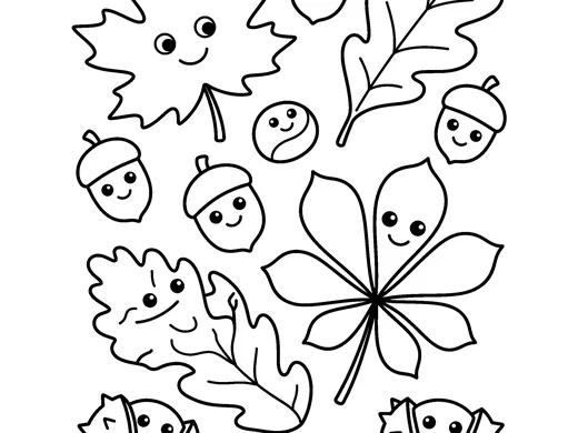 Fall leaves coloring page — Ages 5–6