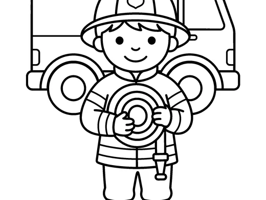 Firefighter coloring page — Ages 4–5