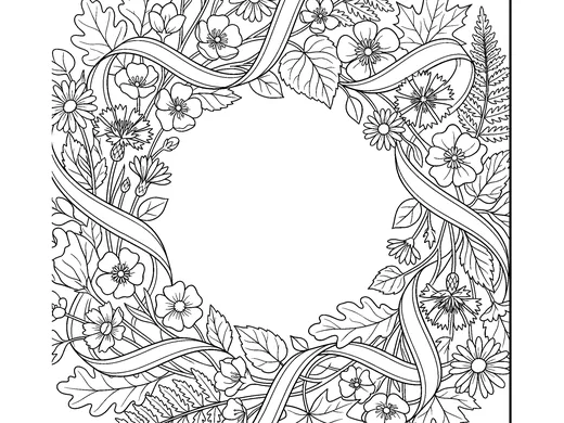 Flower crown coloring page — Ages 6–8