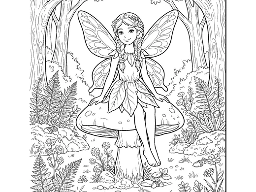 Fairy coloring page — Ages 6–8