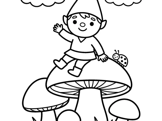 Gnome coloring page — Ages 4–5