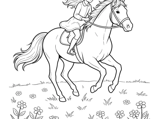 Galloping horse coloring page — Ages 6–8