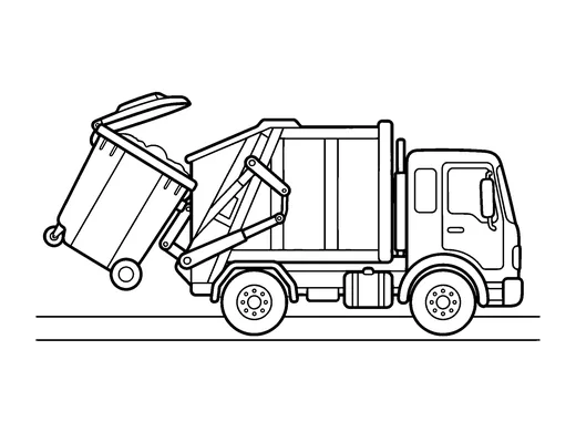 Garbage truck coloring page — Ages 4–5