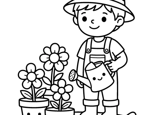 Gardener coloring page — Ages 4–5