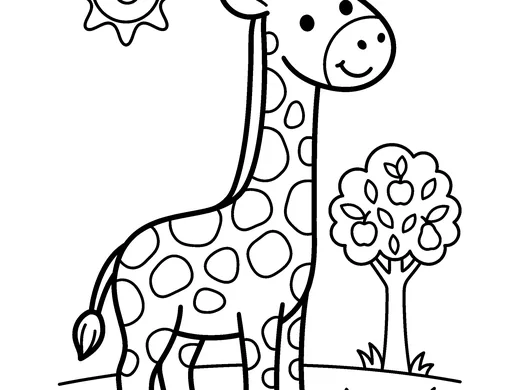 Giraffe coloring page — Ages 3–4