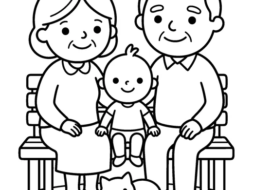 Grandparents coloring page — Ages 4–5