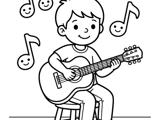 Guitar coloring page — Ages 5–6