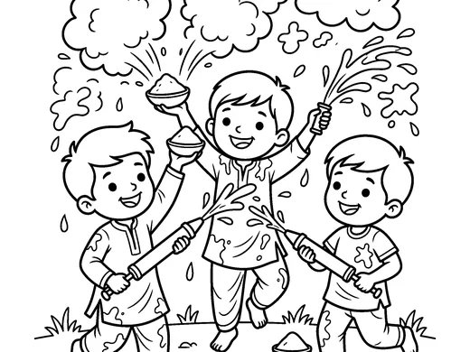 Holi for kids coloring page — Ages 5–6
