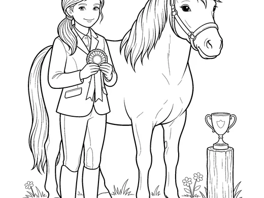 Horse show ribbon coloring page — Ages 6–8