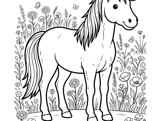 Horse coloring page — Ages 6–8
