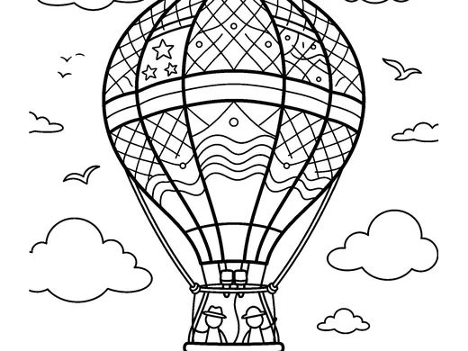 Hot air balloon coloring page — Ages 5–6