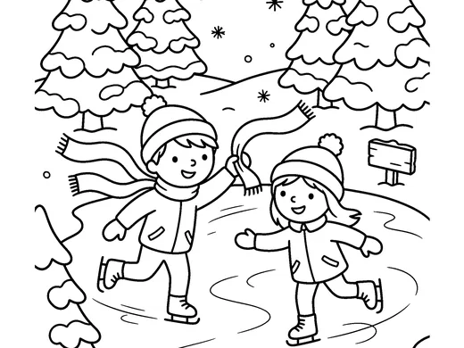 Ice skating coloring page — Ages 5–6